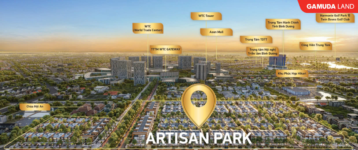 Vị trí dự án nhà phố Artisan Park Bình Dương