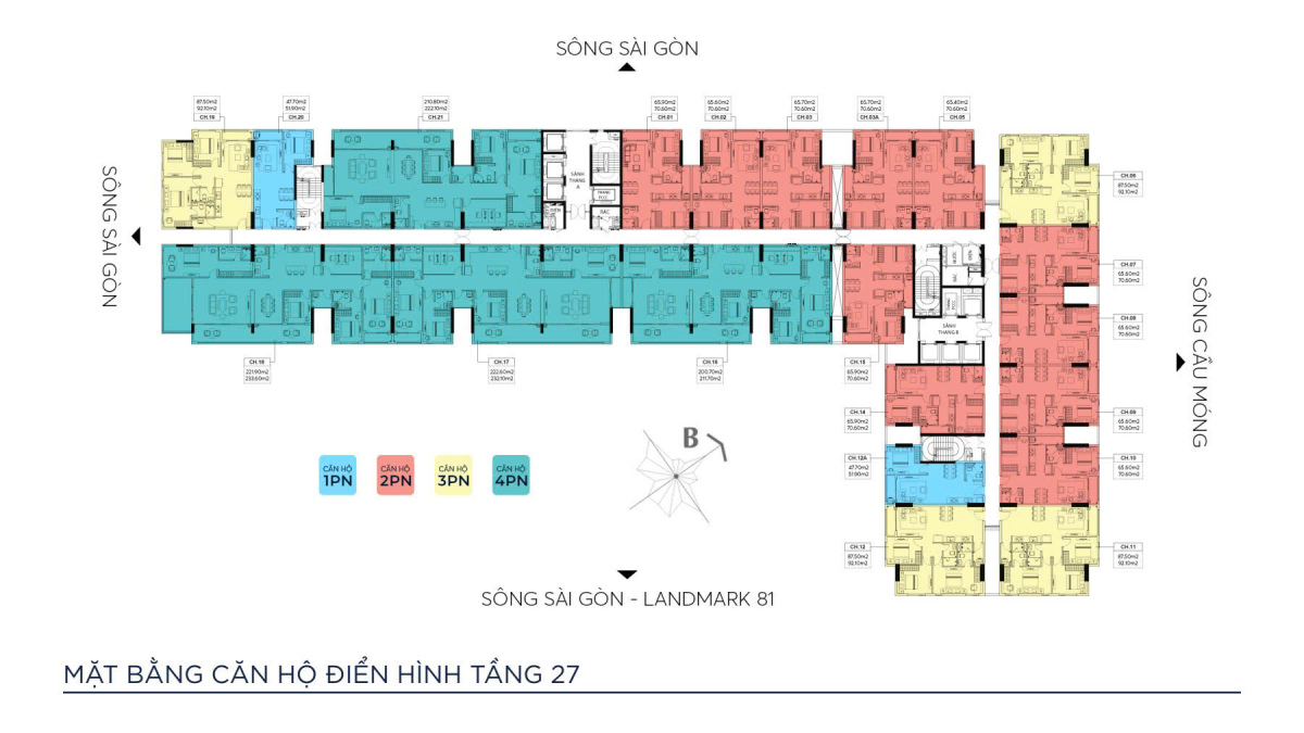 Mặt bằng tầng 27 dự án căn hộ Symlife