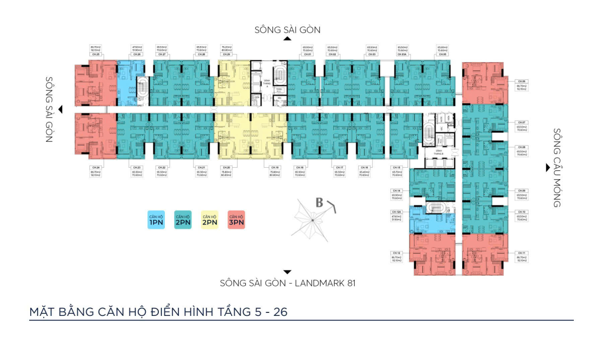 Mặt bằng tầng điển hình dự án căn hộ Symlife