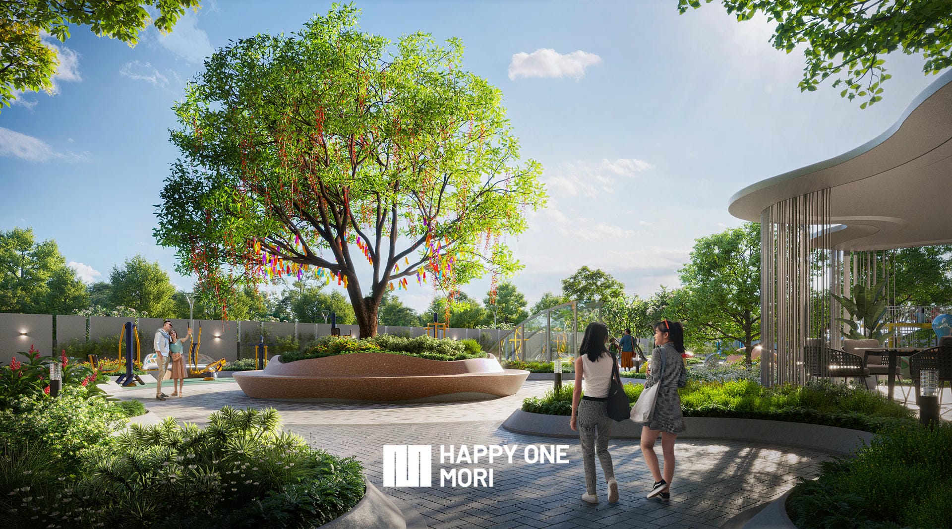 Perspective view of Happy One Mori condominium complex developed by Van Xuan Group.